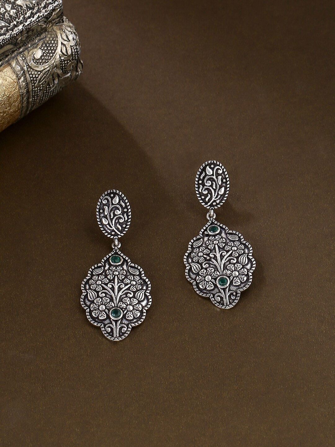 

kashwini Silver-Toned Contemporary Drop Earrings