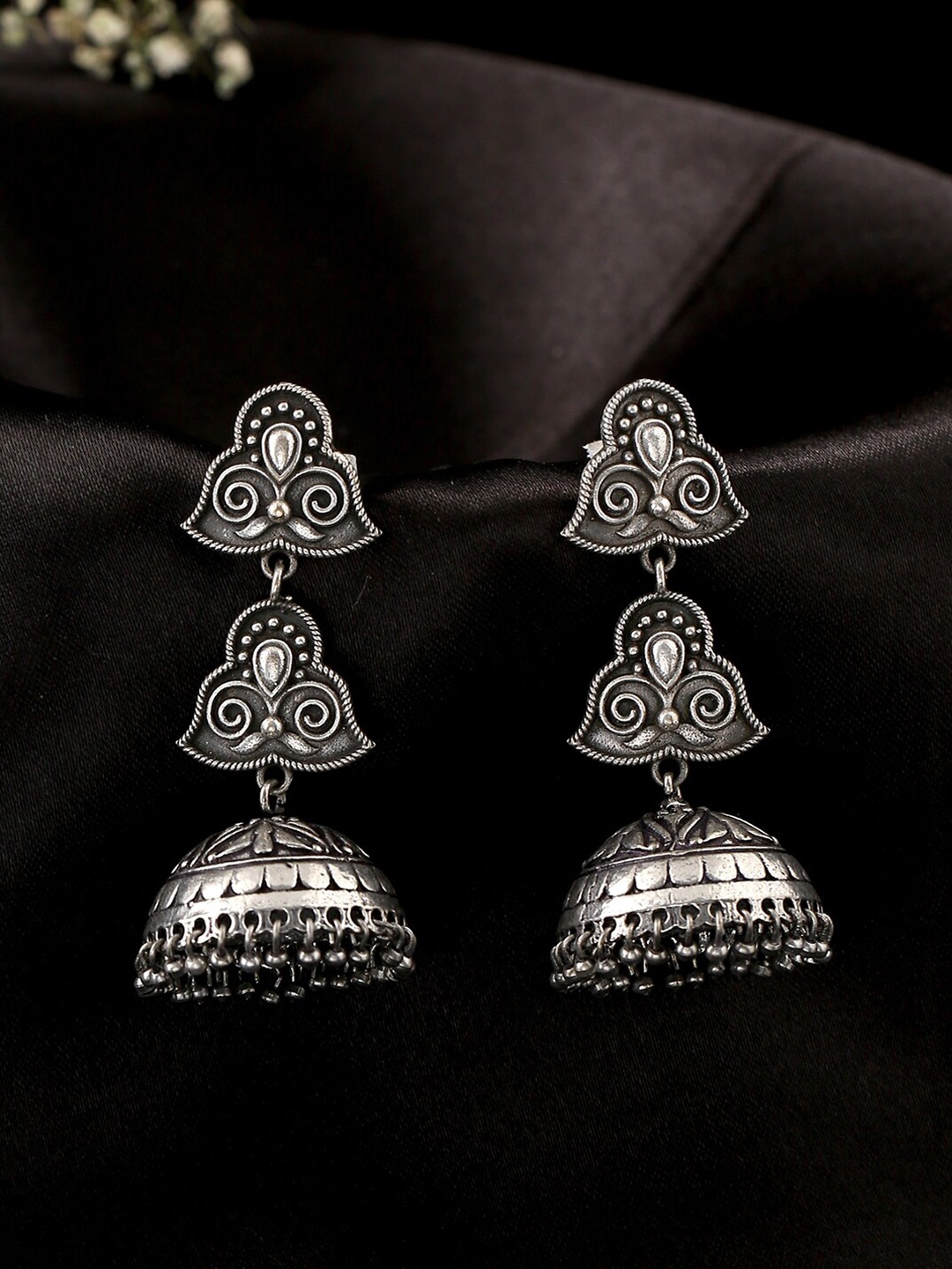 

kashwini Silver-Toned Brass Contemporary Dangle Earrings
