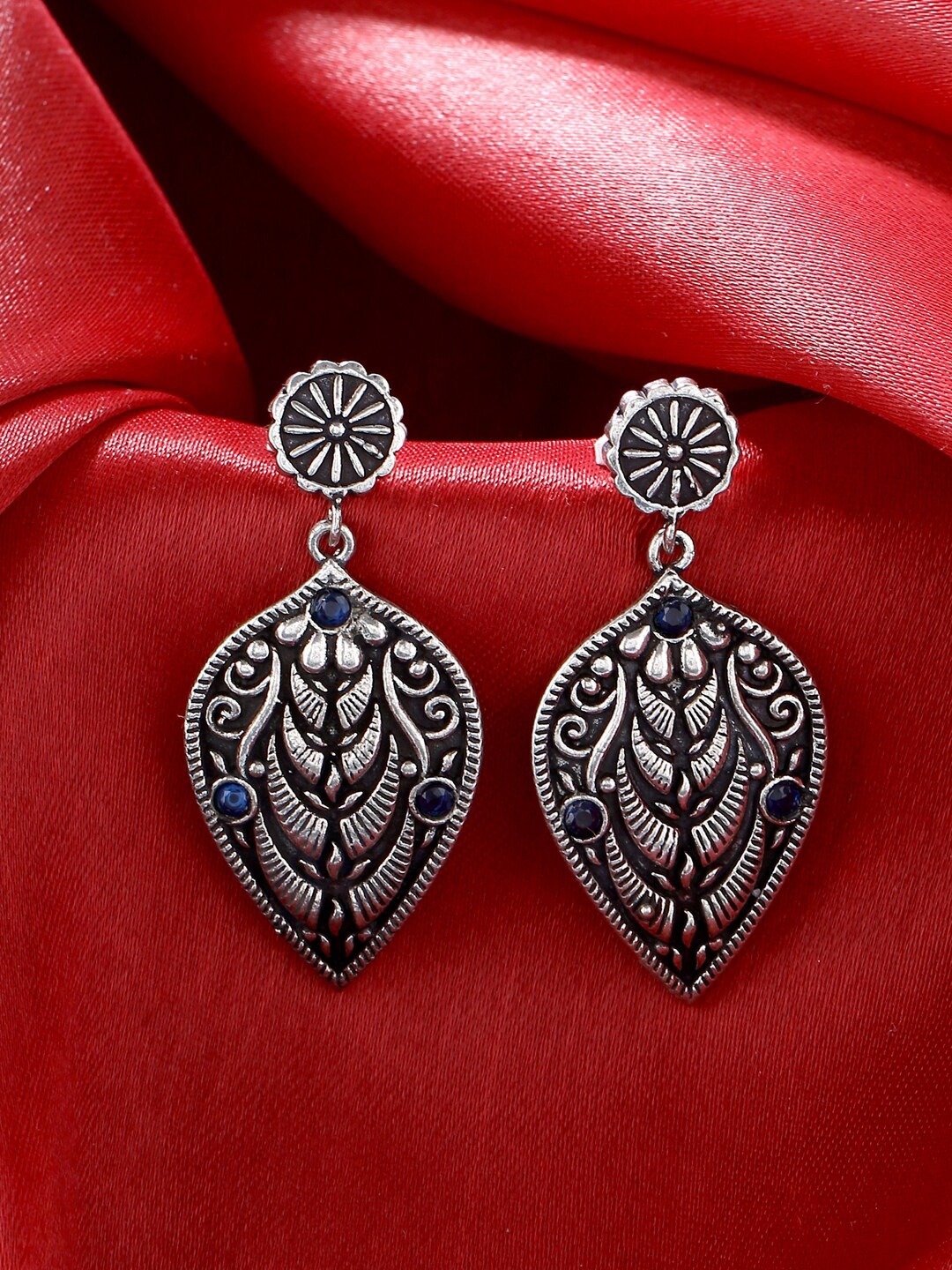 

kashwini Silver-Toned Contemporary Drop Earrings
