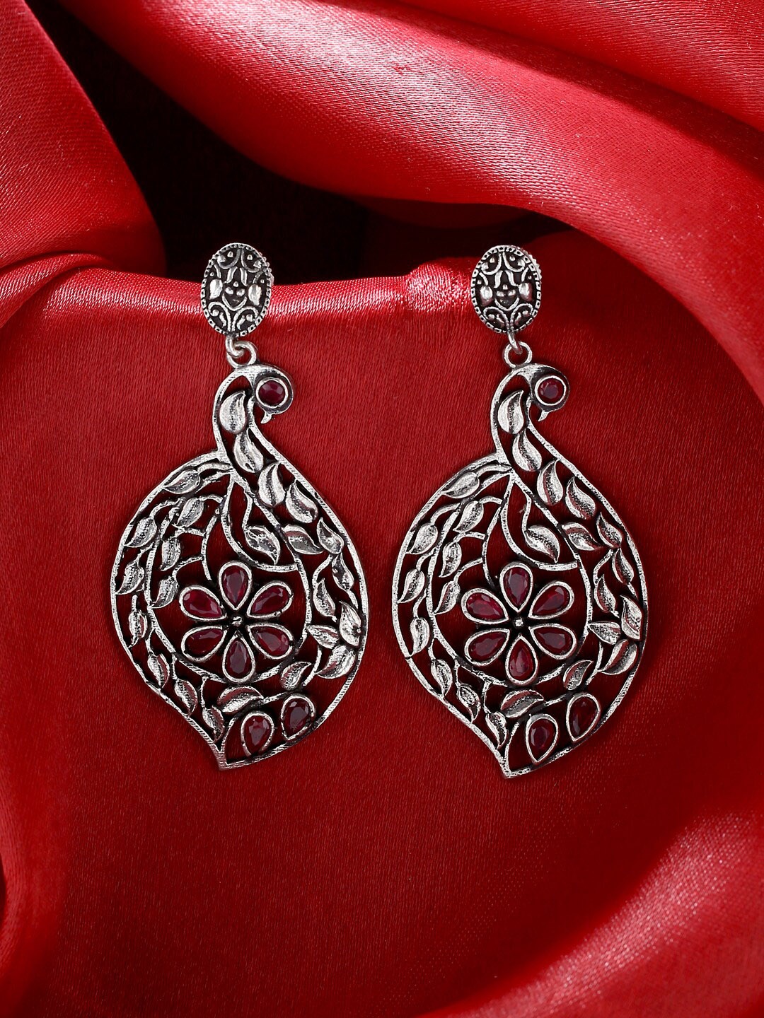 

kashwini Silver-Toned Contemporary Drop Earrings