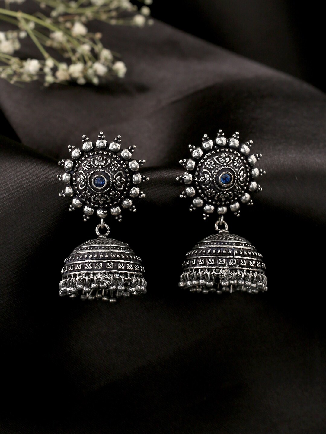 

kashwini Silver-Toned Contemporary Jhumkas Earrings