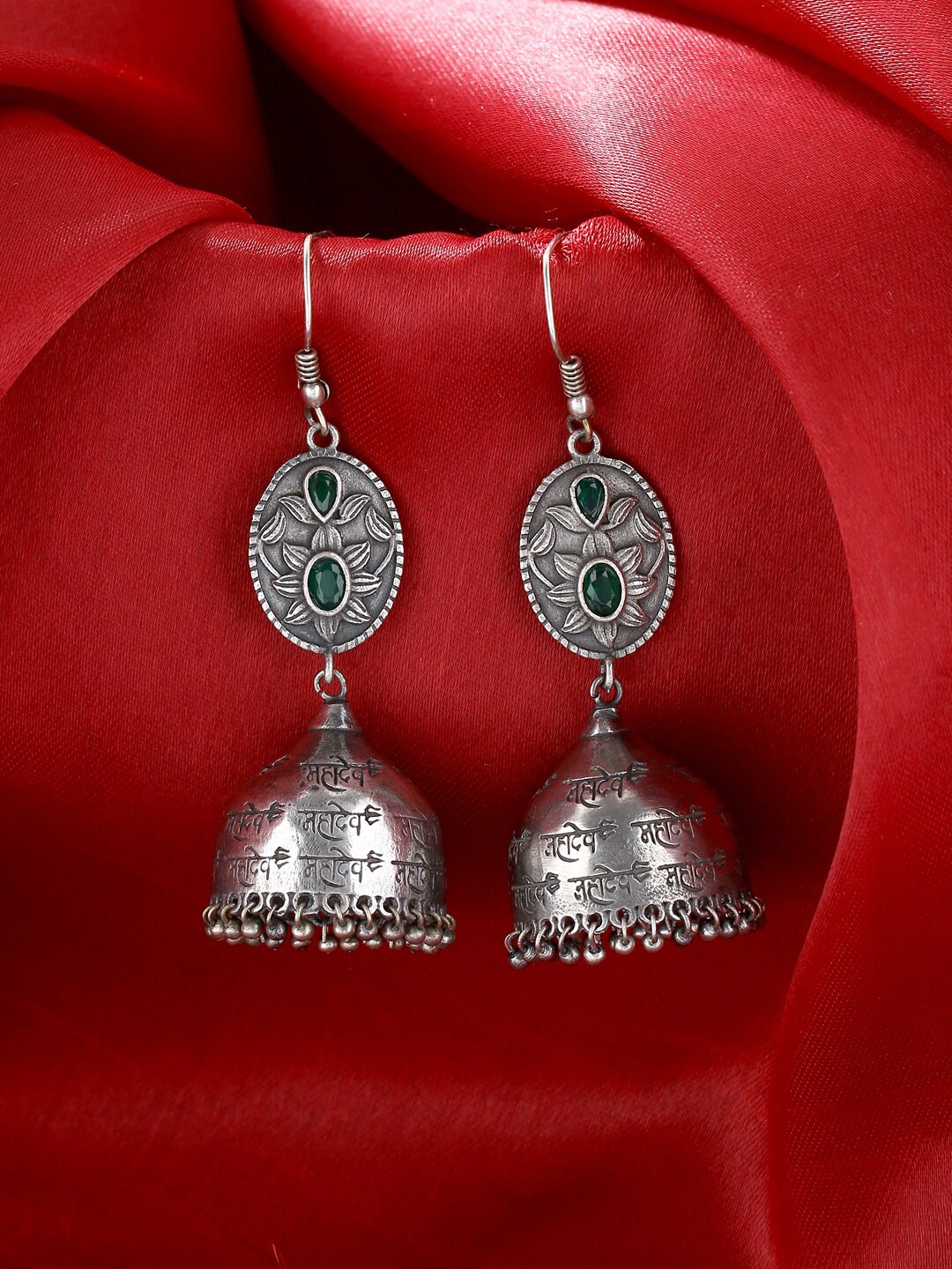 

kashwini Silver-Toned Contemporary Jhumkas Earrings
