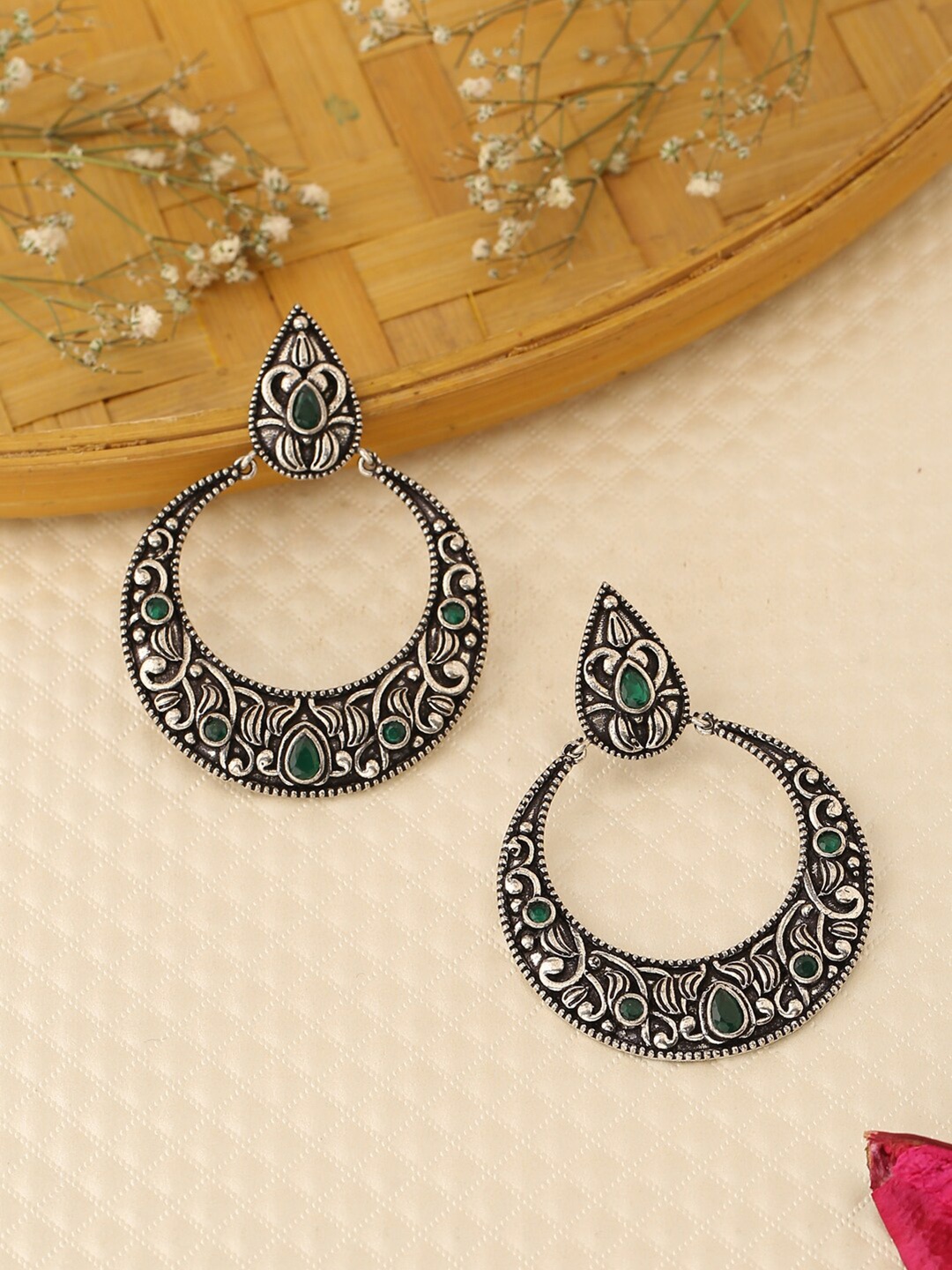 

kashwini Silver-Toned Contemporary Drop Earrings