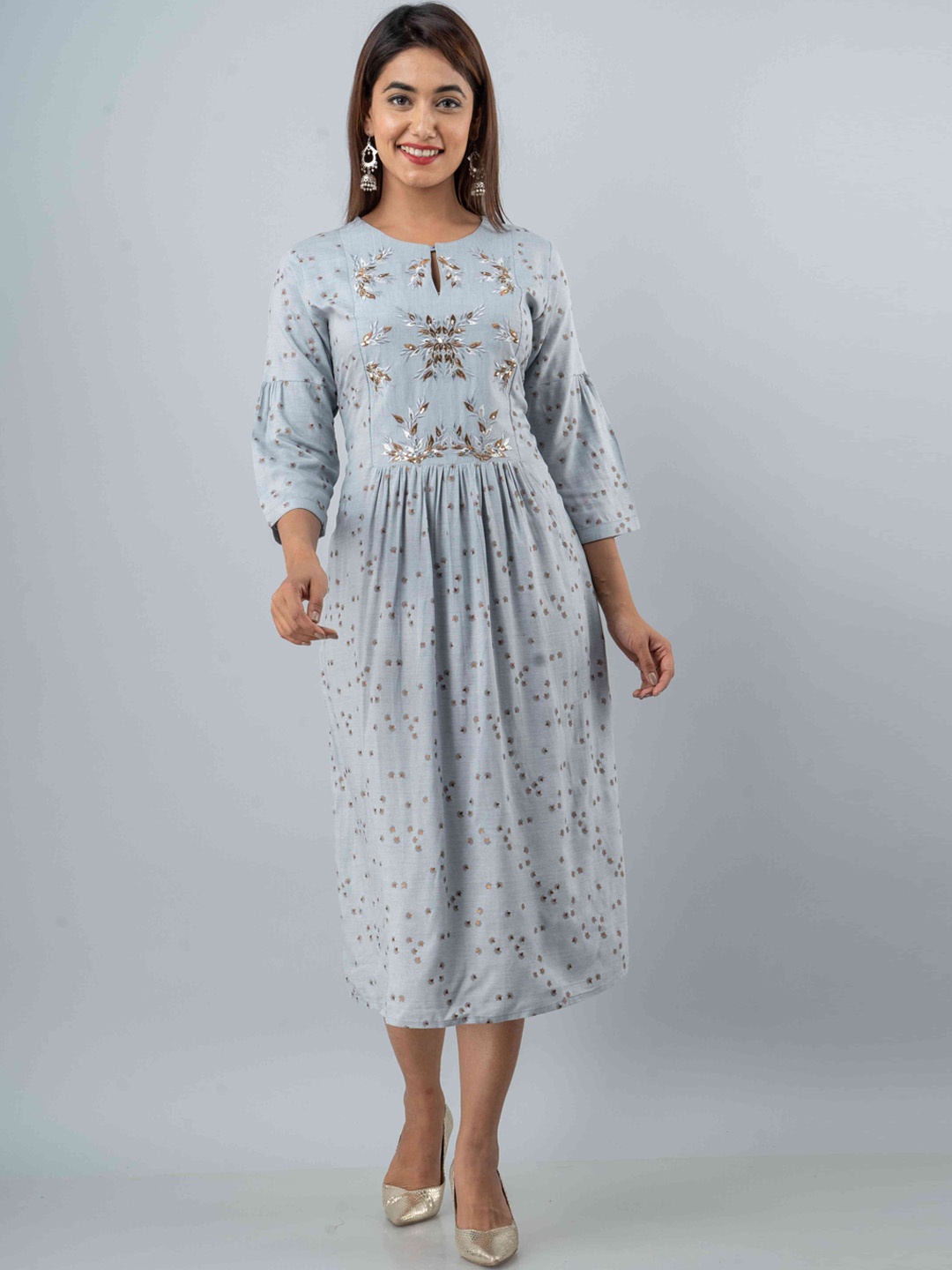 

FASHION DWAR Women Blue Printed Ethnic Dresses
