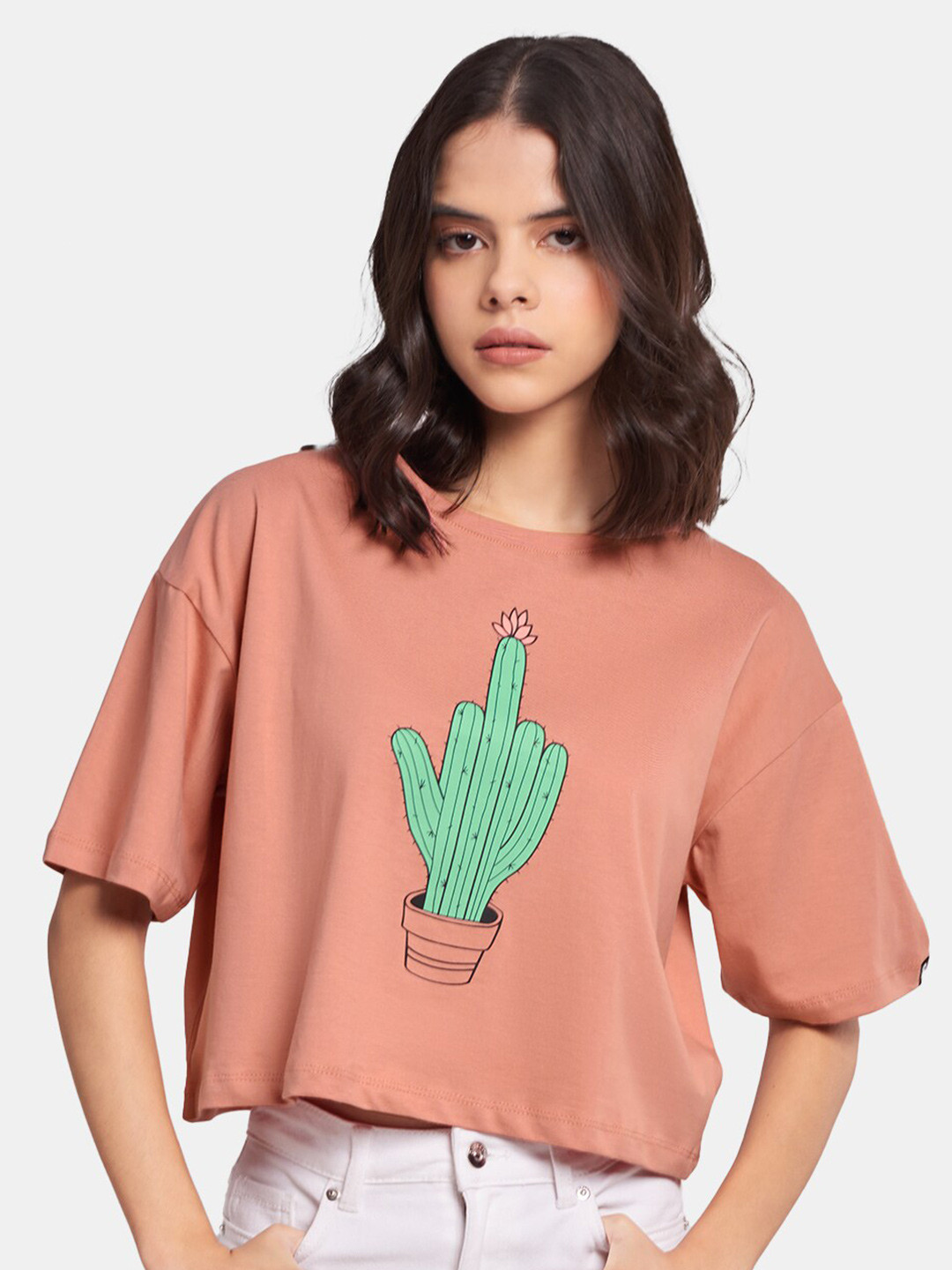 

The Souled Store Women Pink Typography Printed Oversized T-shirt