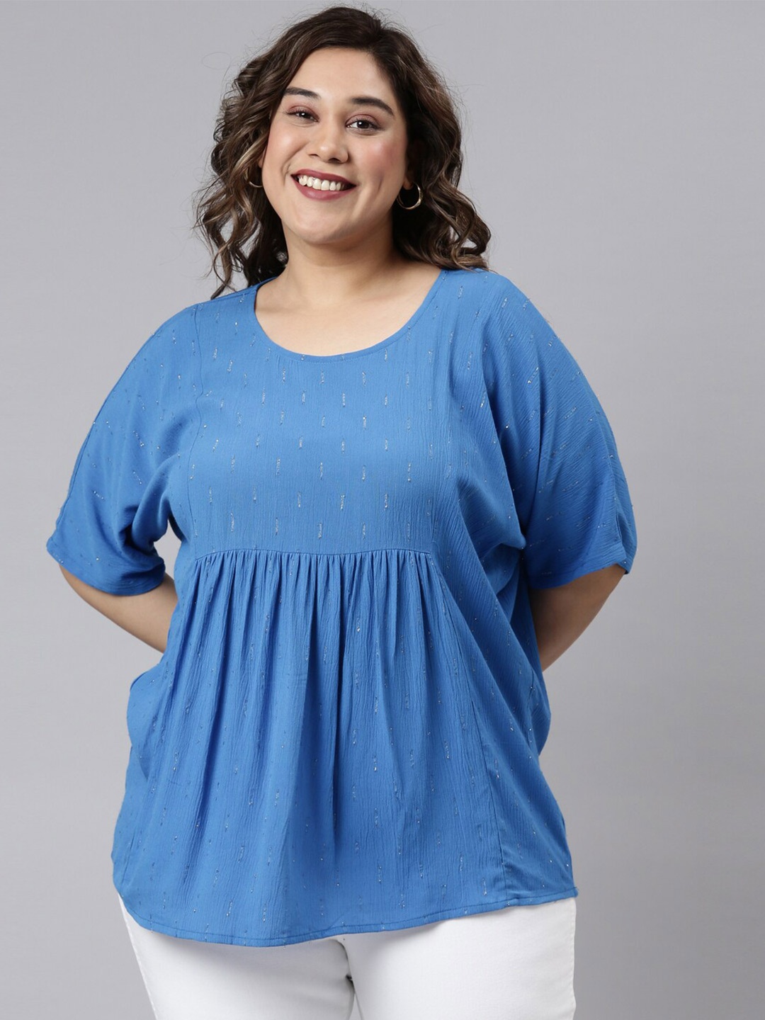 

The Pink Moon Blue & mazarine blue Bohemian Empire Top