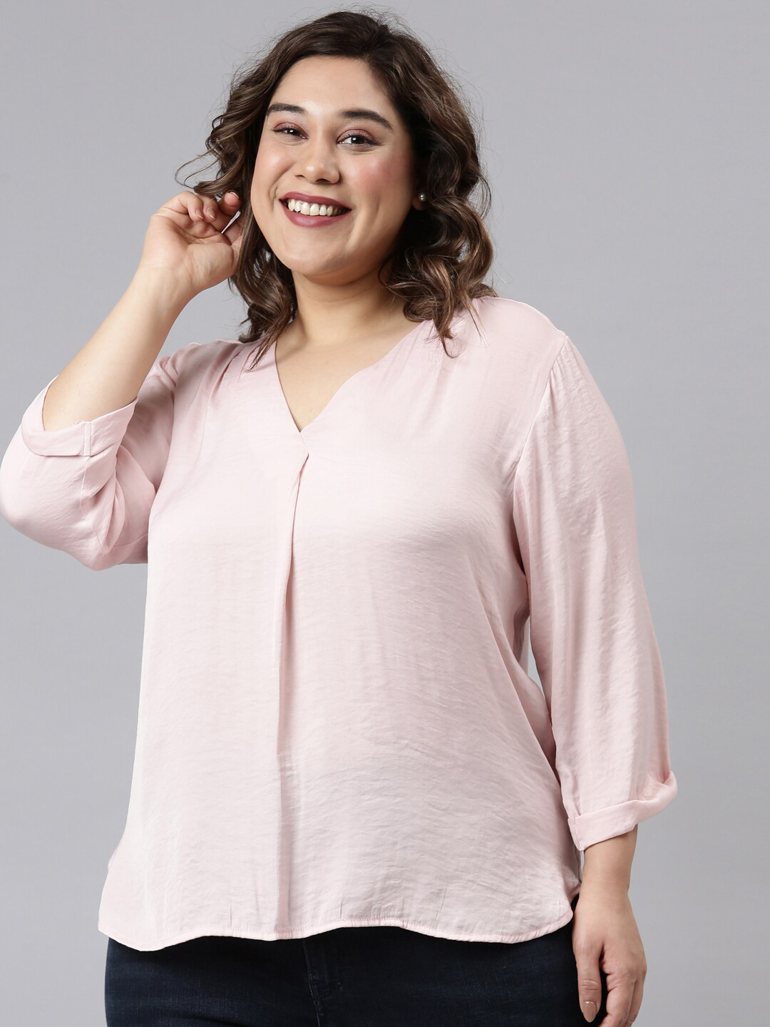 

The Pink Moon Pink Crepe Casual Top