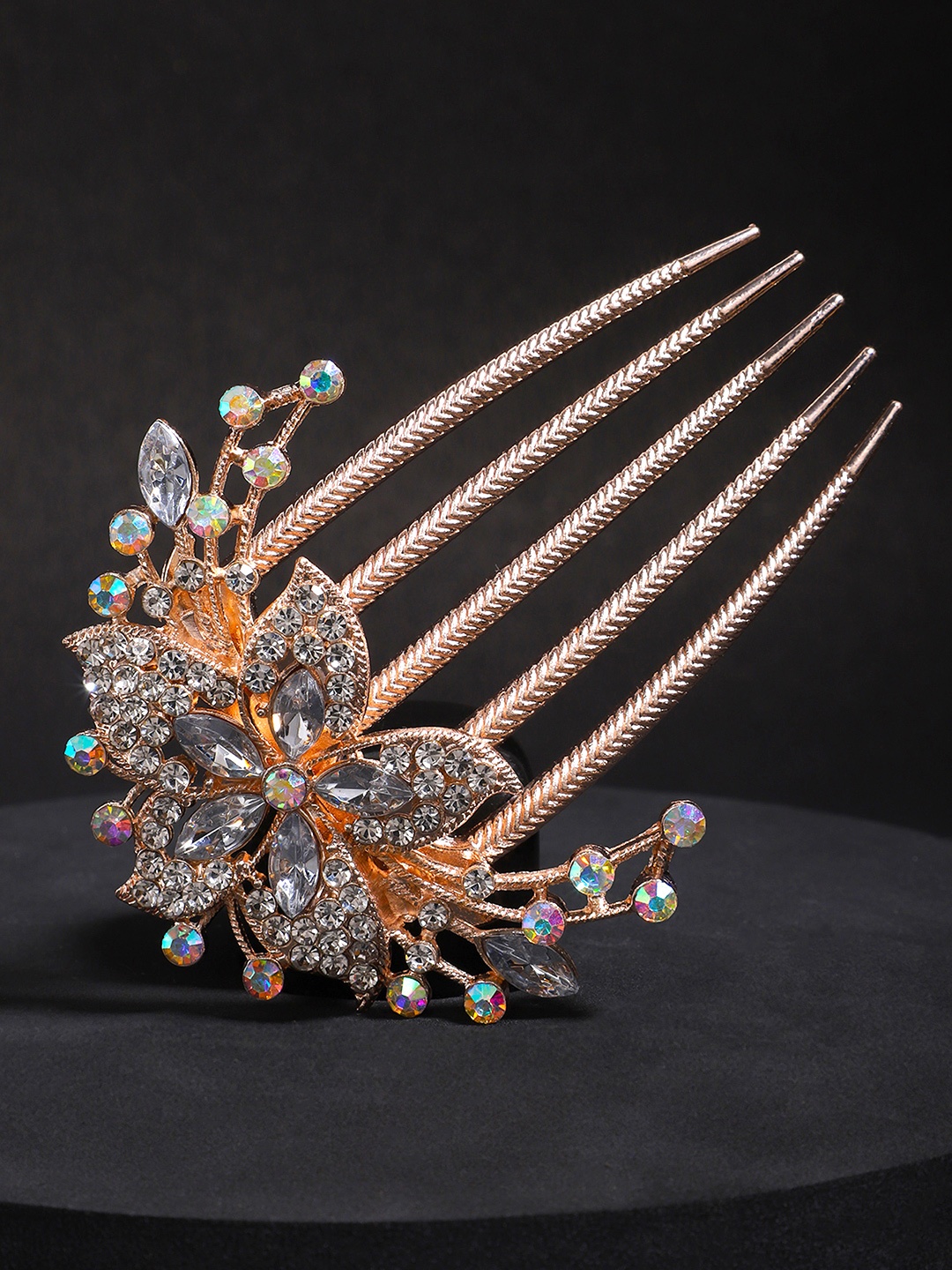 

Yellow Chimes Women Rose Gold & White Embellished Comb Pin