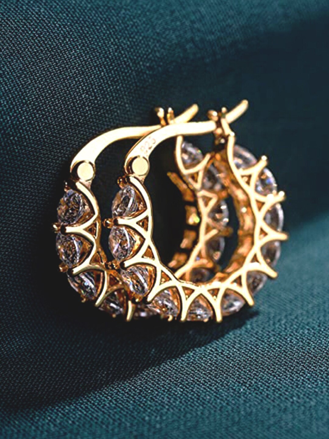 

Yellow Chimes Gold-Plated & White Contemporary Hoop Earrings