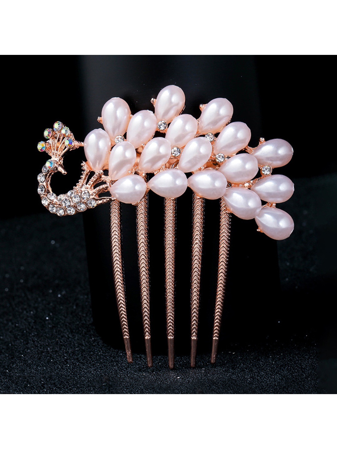 

Yellow Chimes Women Rose Gold & White Embellished Glamorous Spark Comb Pin