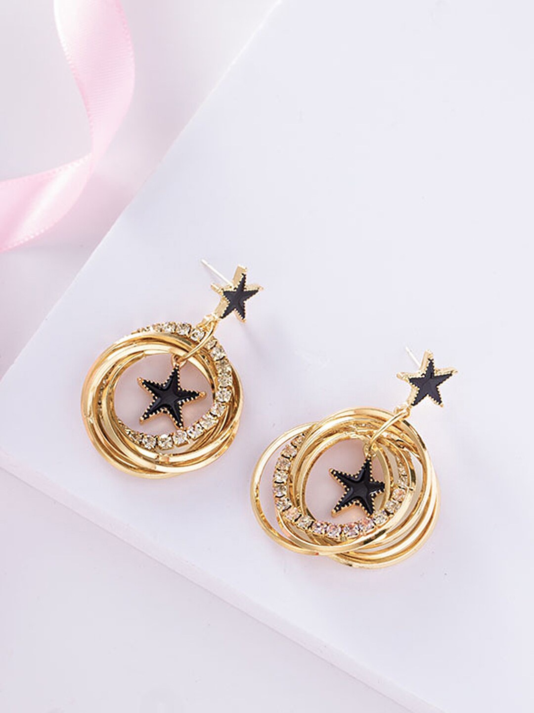 

Yellow Chimes Gold-Toned Contemporary Drop Earrings