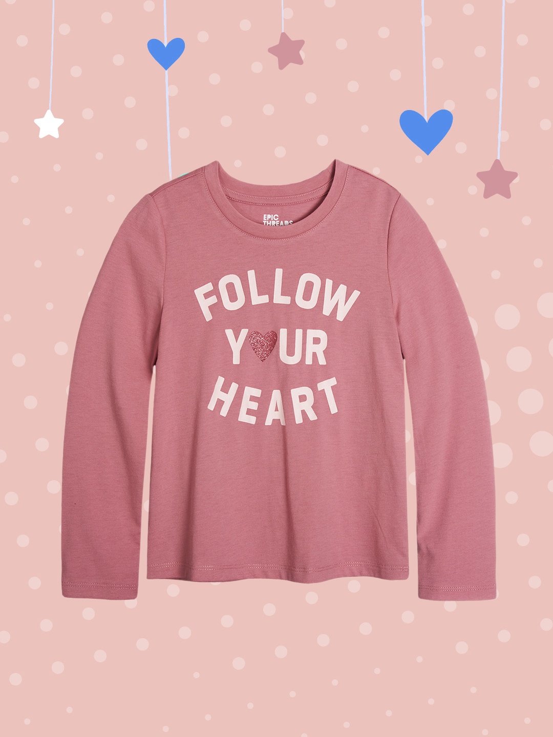 

Macy's Epic Threads Girls Dusty Pink Typography Printed T-shirt, Rose