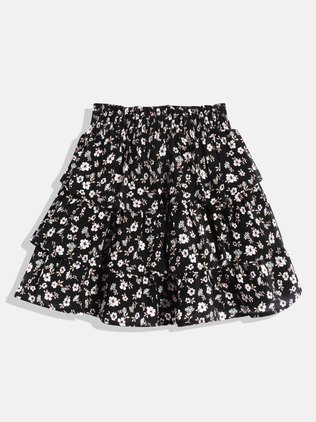 

Macy's Epic Threads Girls Black & White Floral Print Tiered Skirt