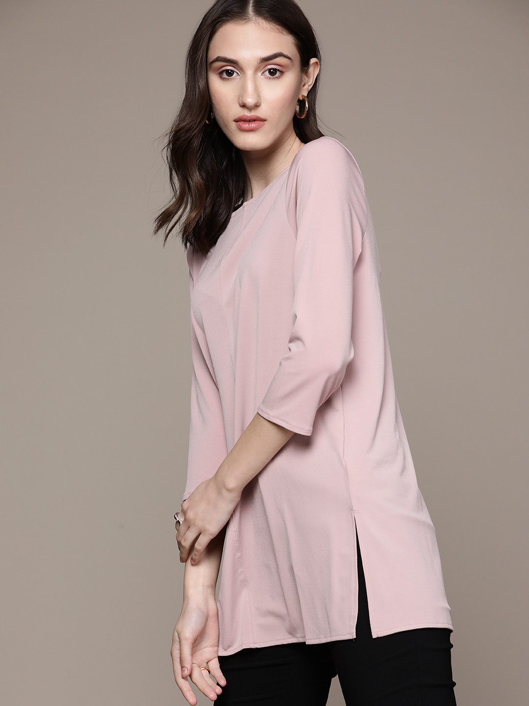 

Macy's Alfani Dusty Pink Solid A-Line Tunic