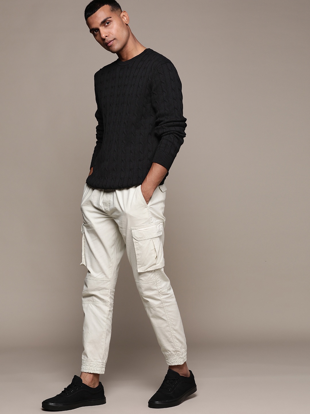 

Macy's Club Room Men Black Cable Knit Pure Cotton Pullover
