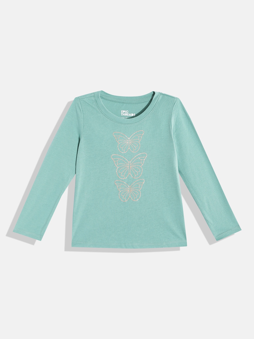 

Macy's Epic Threads Girls Sage Green & Peach-Coloured Graphic Printed T-shirt