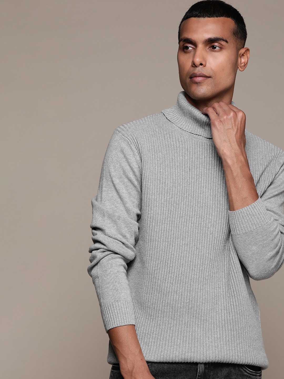 

Macy's Club Room Men Grey Melange Cotton Ribbed Pullover