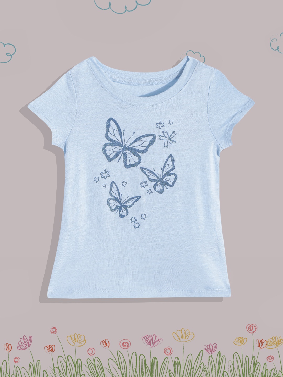 

Macy's Epic Threads Girls Blue Butterfly Print T-shirt