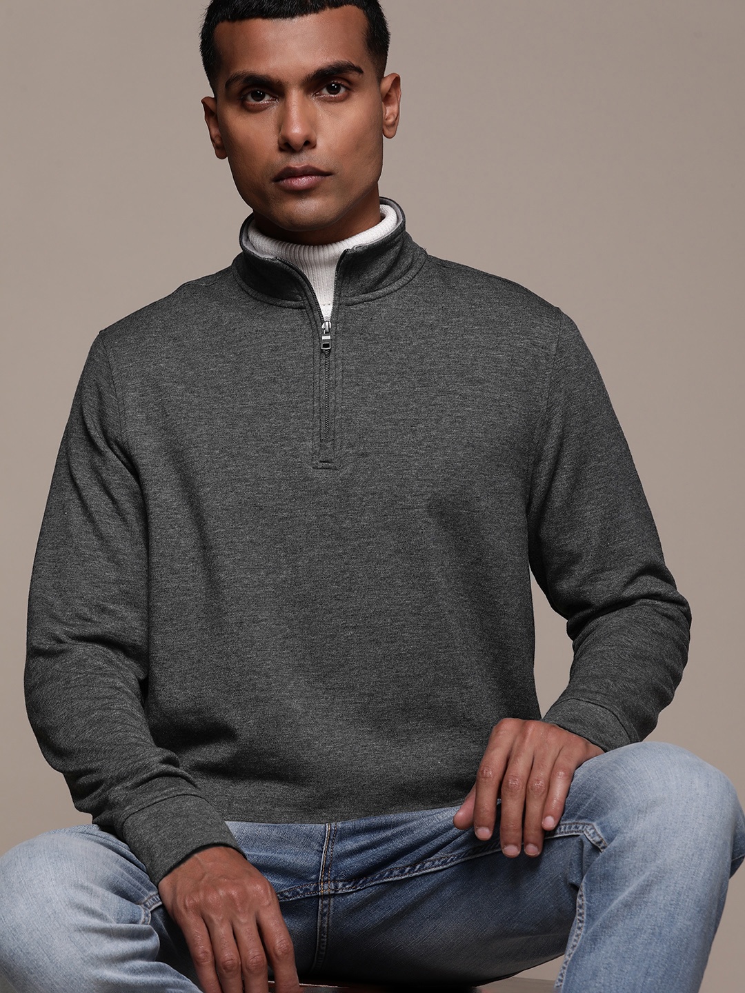 

Macy's Club Room Men Solid Quarter-Zip Fleece Sweatshirt, Charcoal