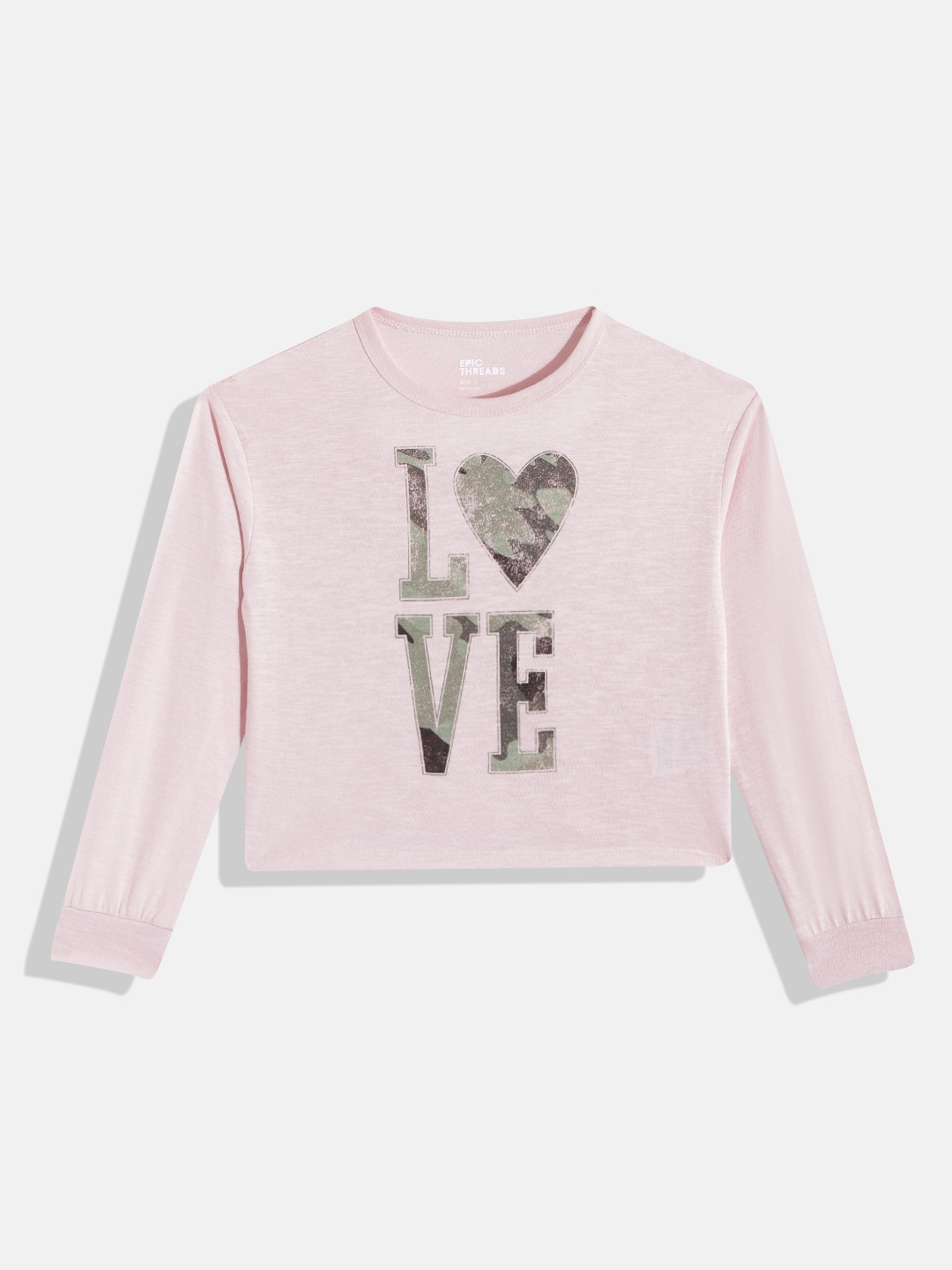 

Macy's Epic Threads Girls Pink & Green Typography Printed Puff Sleeves T-shirt