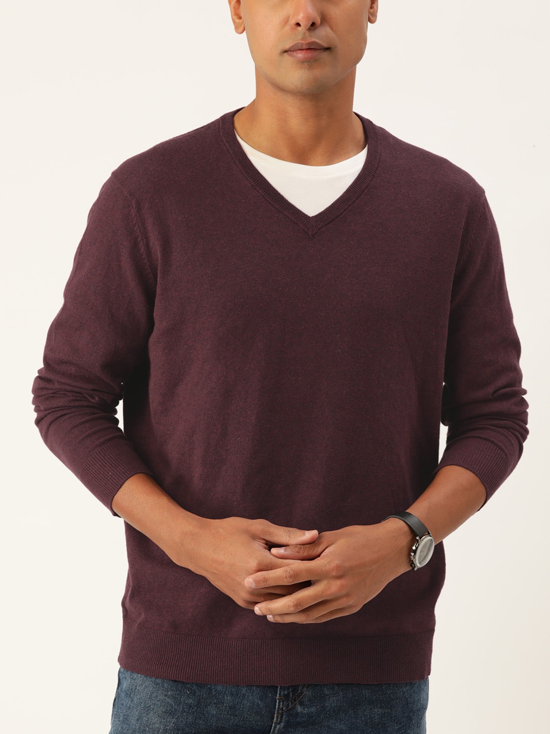 

Macy's Alfani Men Burgundy Solid Pullover