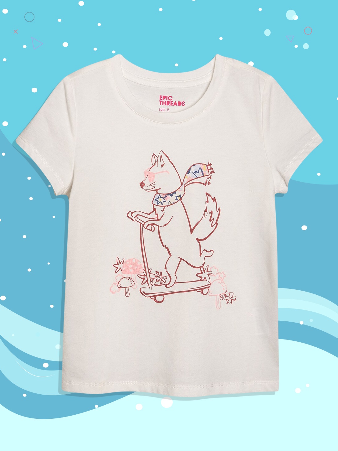 

Macy's Epic Threads Girls White & Pink Printed T-shirt