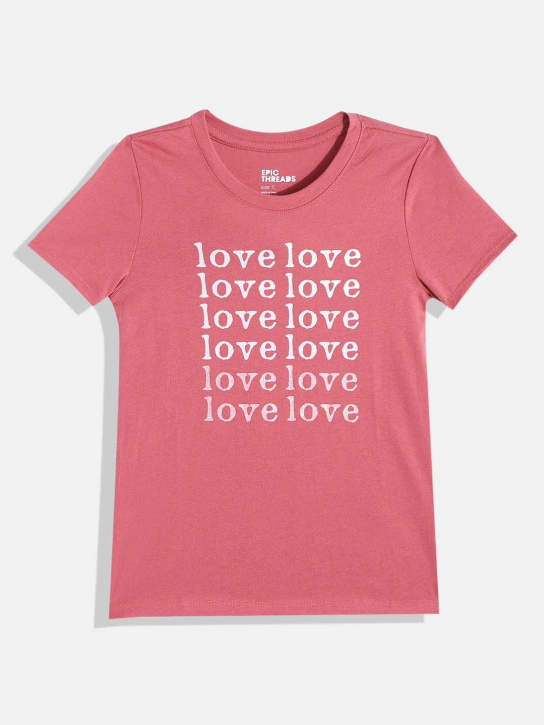 

Macy's Epic Threads Girls Dusty Rose Pink Typography Printed T-shirt