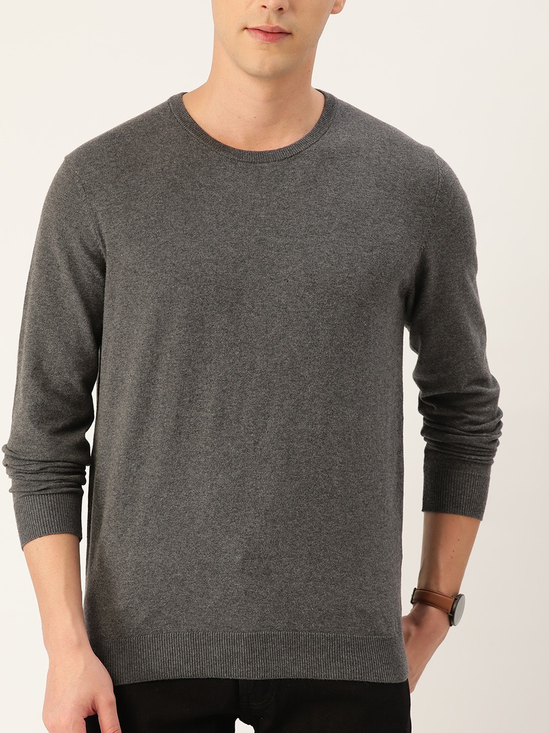 

Macy's Alfani Men Charcoal Grey Round Neck Knitted Pullover