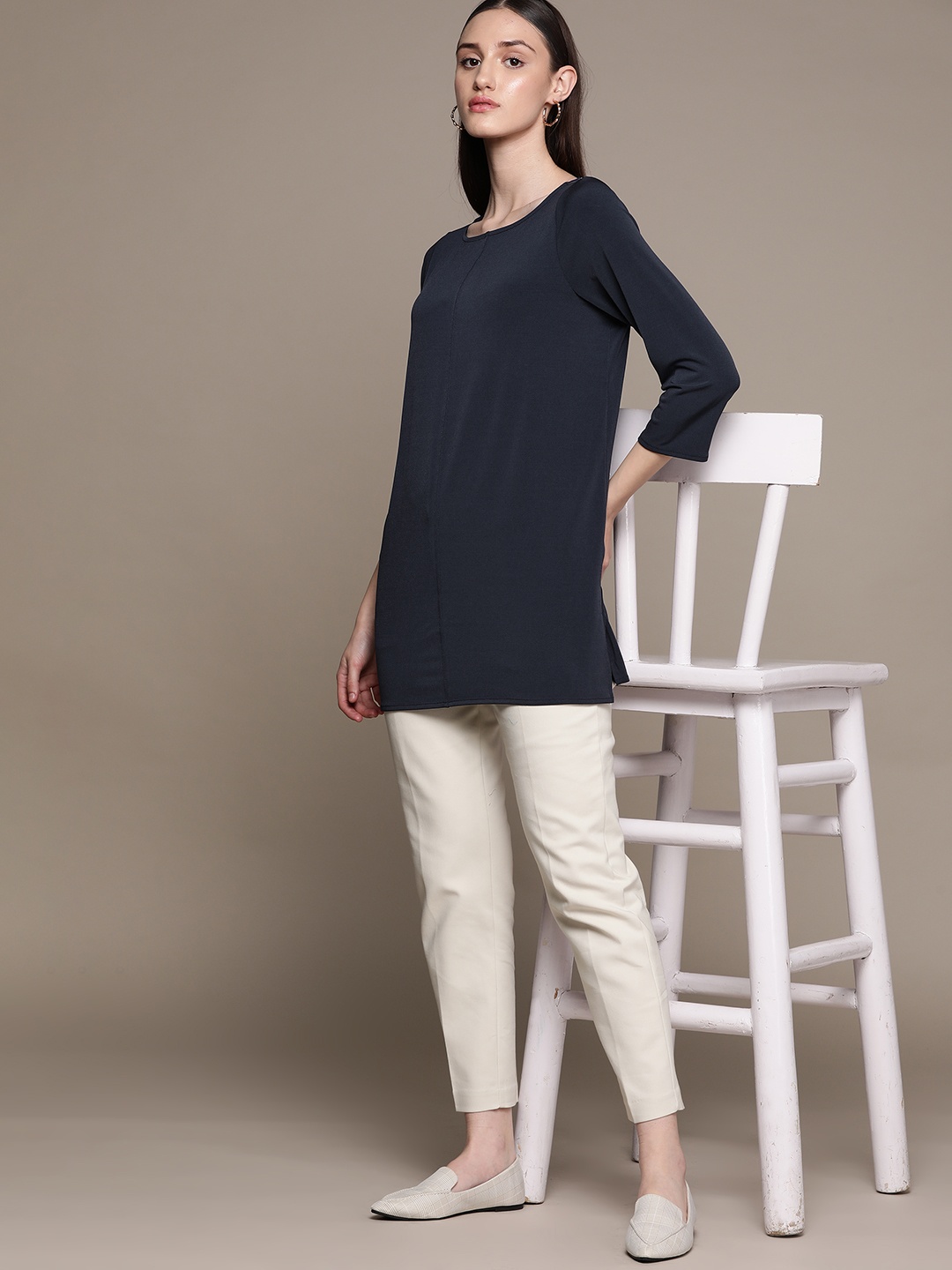 

Macy's Alfani Solid Knitted Tunic, Navy blue