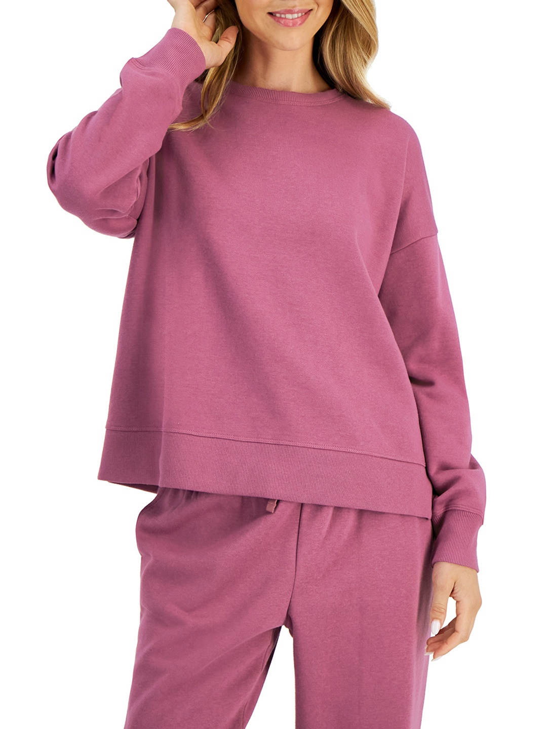 

Macy's Ideology Round Neck Drop-Shoulder Sleeves Sweatshirt, Magenta