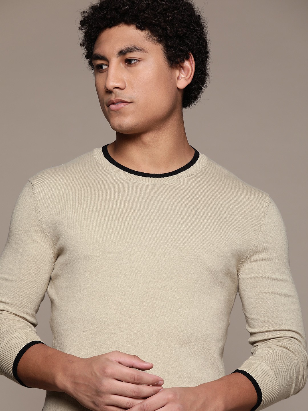 

Macy's Alfani Men Beige Solid Sweater