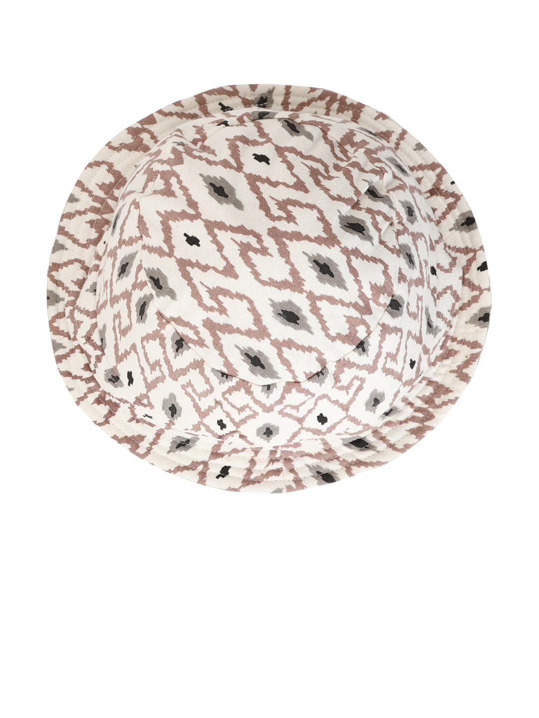 

FOREVER 21 Women Cream-Colored & Brown Printed Bucket Hat