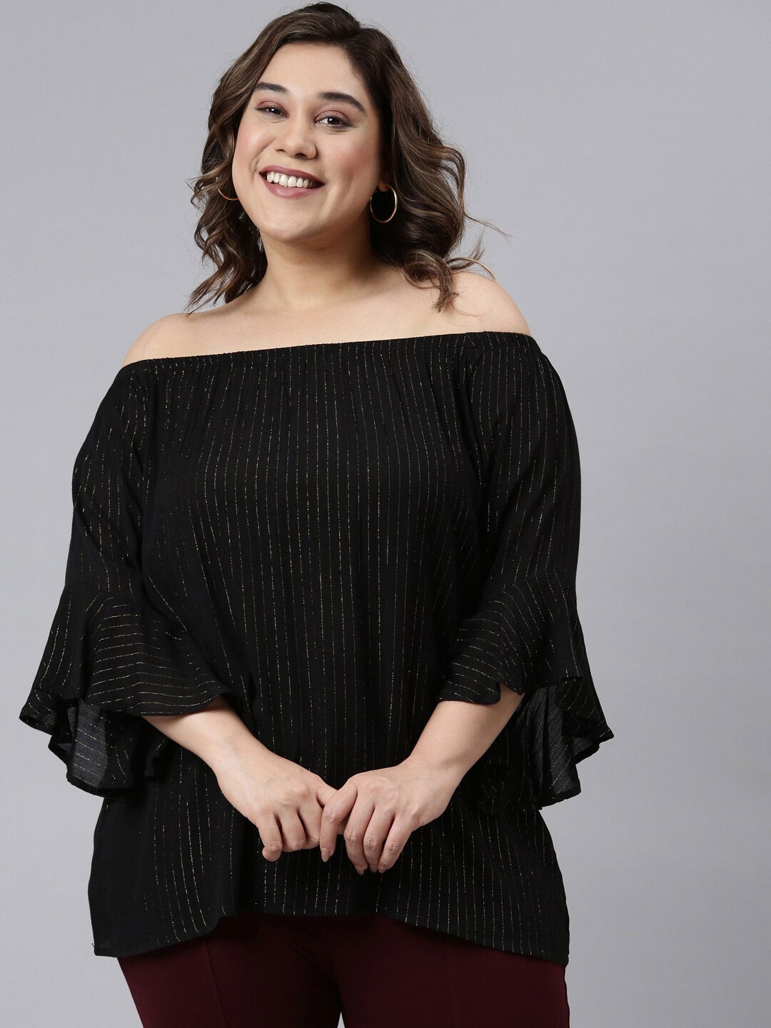 

The Pink Moon Black Off-Shoulder Bardot Top