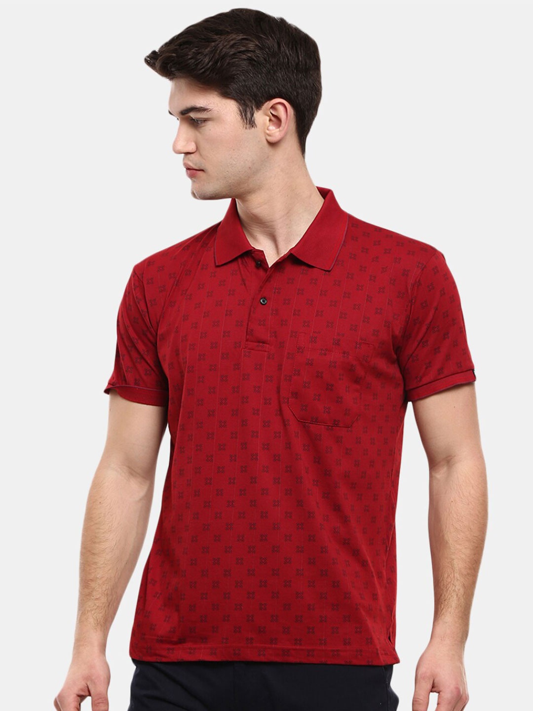 

V-Mart Men Maroon & crimson Polo Collar T-shirt