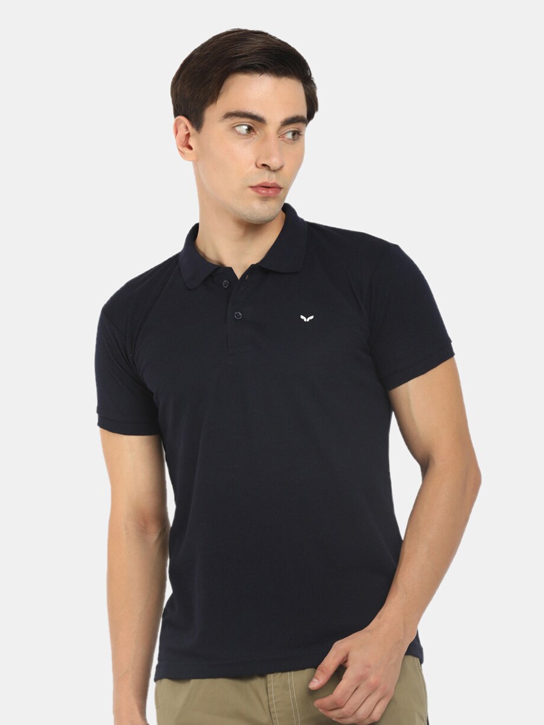 

V-Mart Men Navy Blue Cotton Polo Collar T-shirt