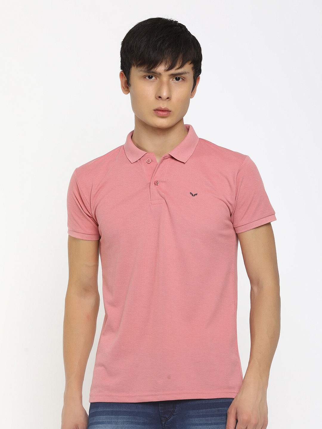 

V-Mart Men Pink Solid Polo Collar T-shirt