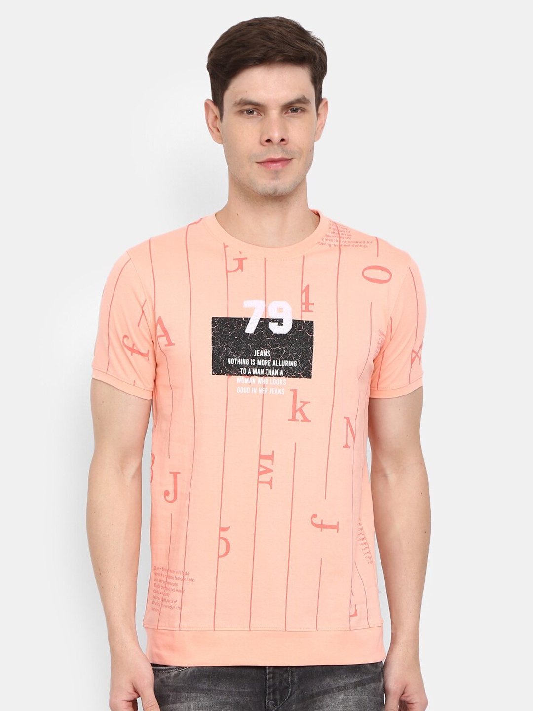 

V-Mart Men Pink Typography Printed Slim Fit T-shirt