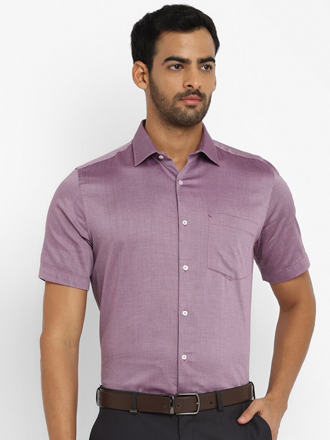 

Turtle Men Purple Spread Collar Regular Fit Semiformal Shirt