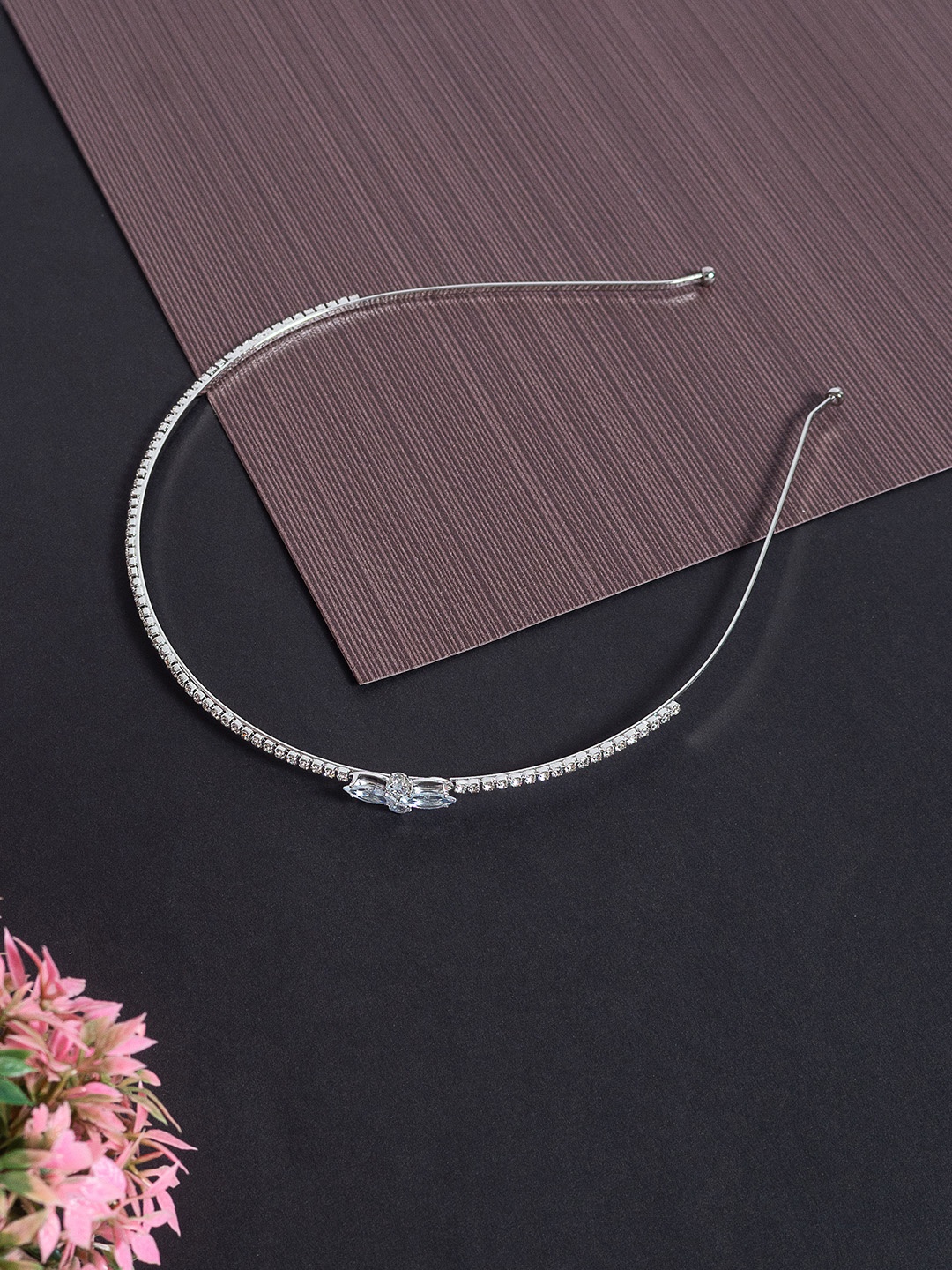 

Golden Peacock Women Silver-Toned & White Embellished Hairband