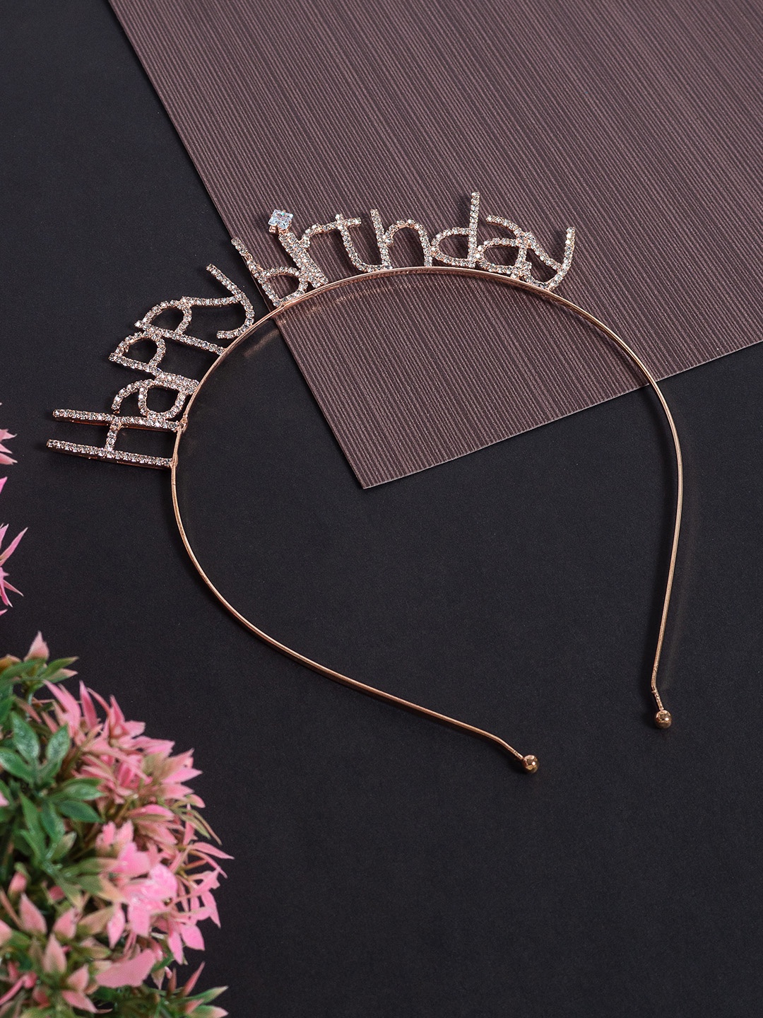 

Golden Peacock Women Rose Gold & White Embellished Hairband