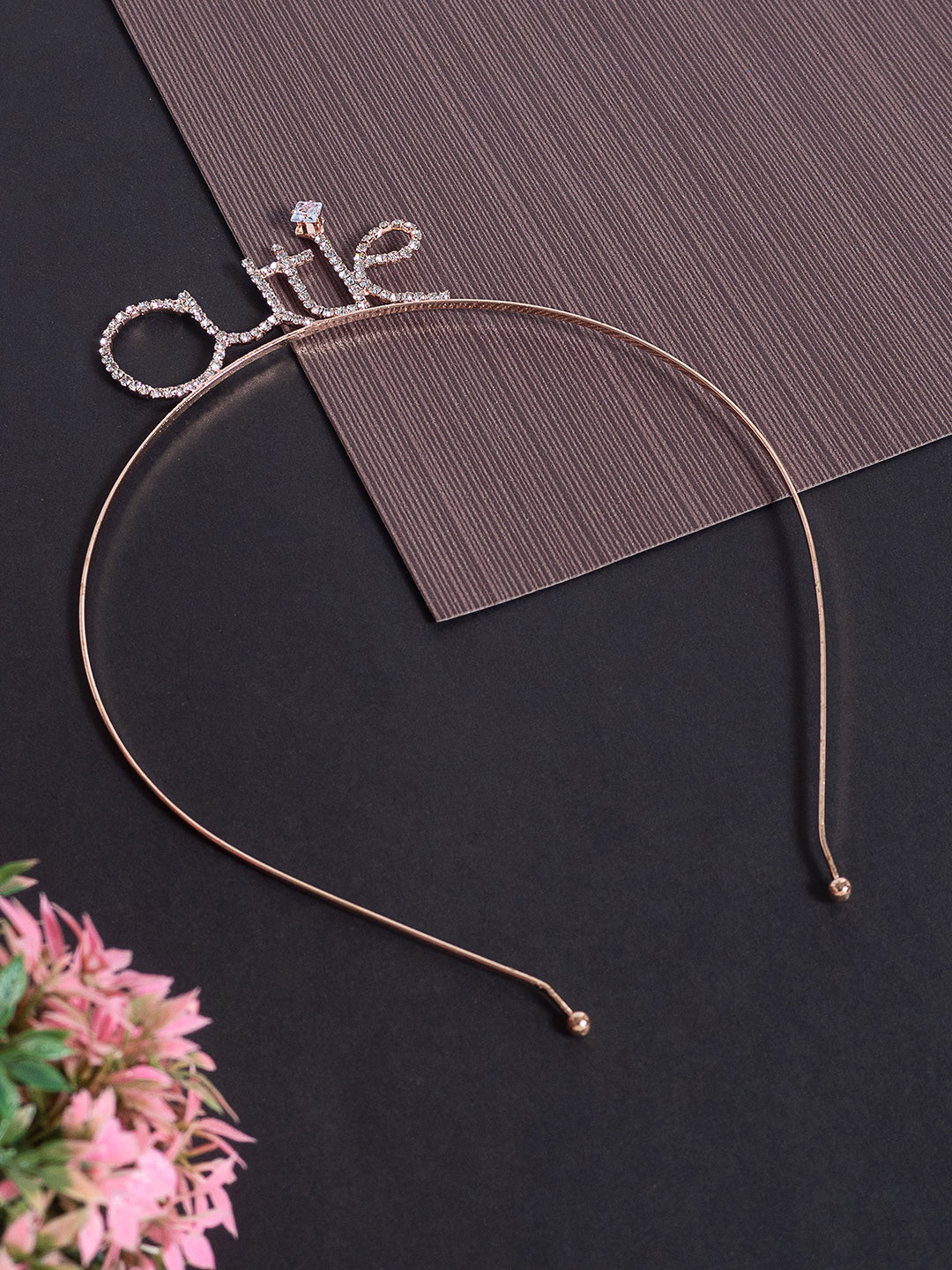 

Golden Peacock Women Rose Gold & White Embellished Cutie Crown Embellished Tiara