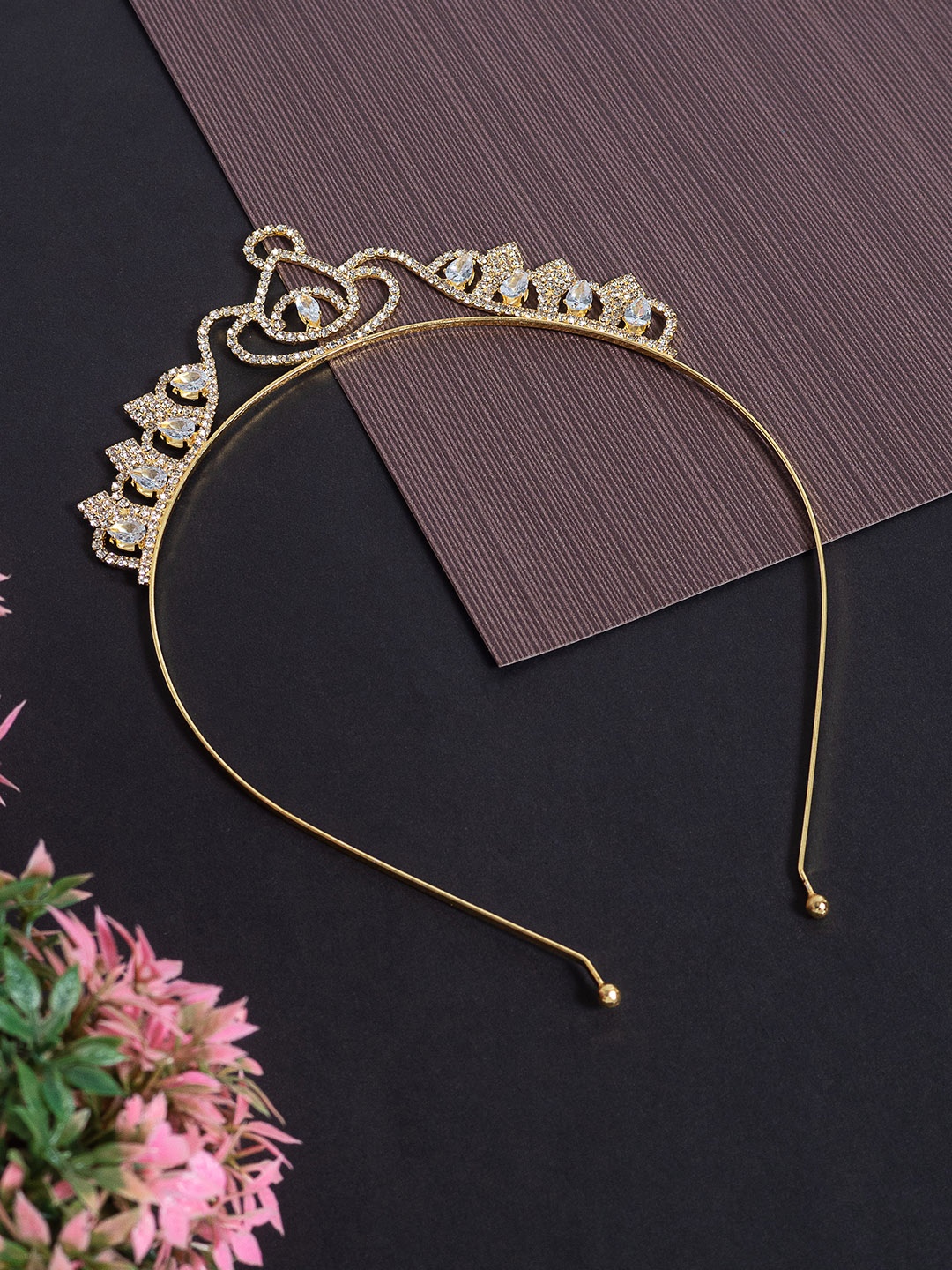 

Golden Peacock Women Gold-Toned & White Embellished Hairband