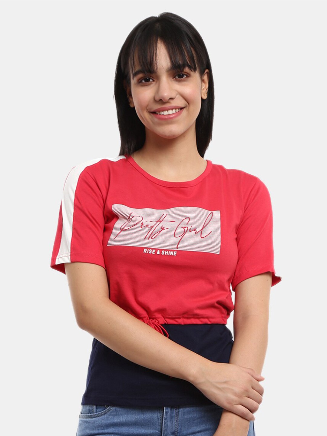 

V-Mart Women Red & Black Printed Layered T Shirt