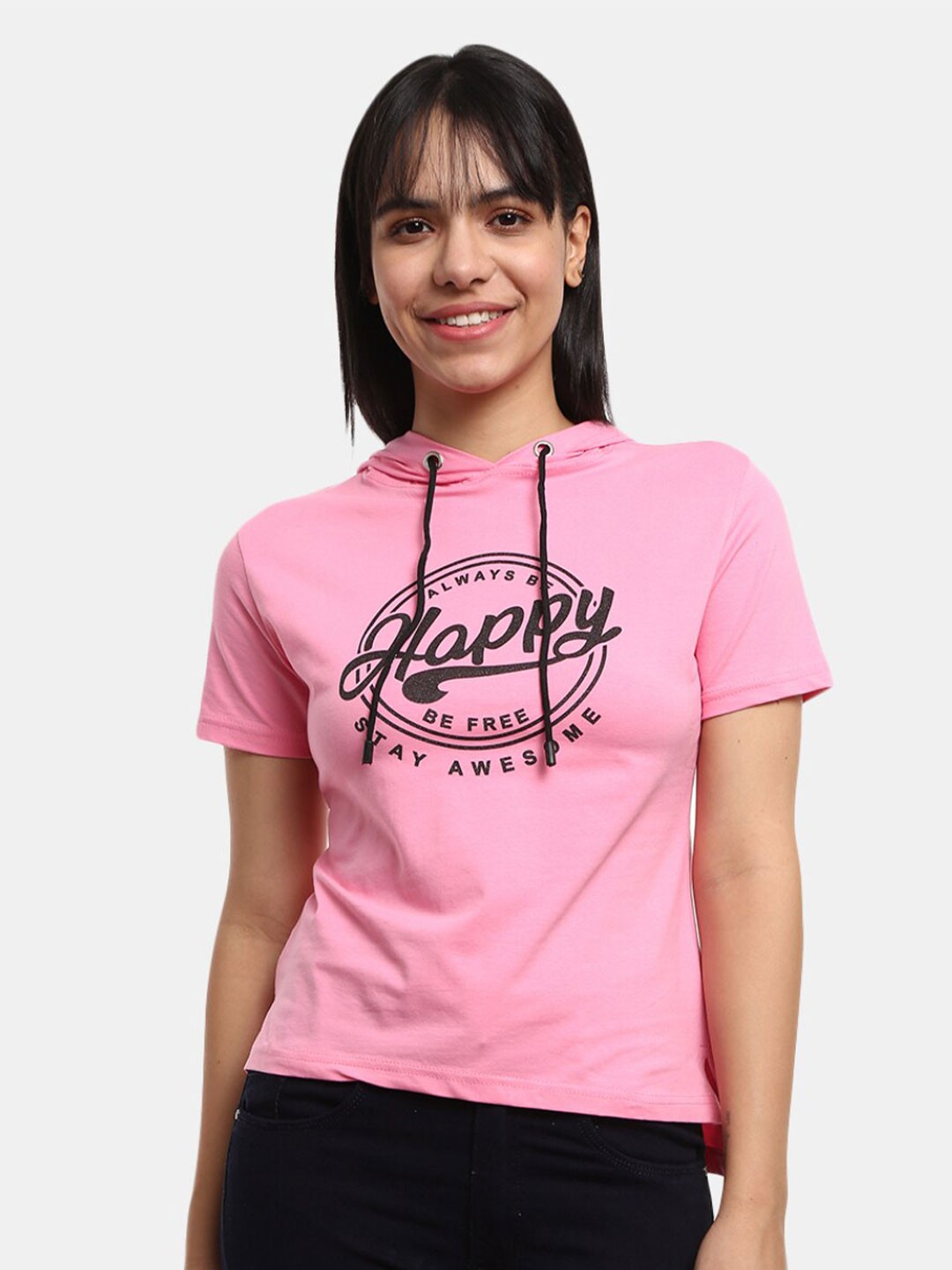 

V-Mart Women Pink Printed Applique T-shirt