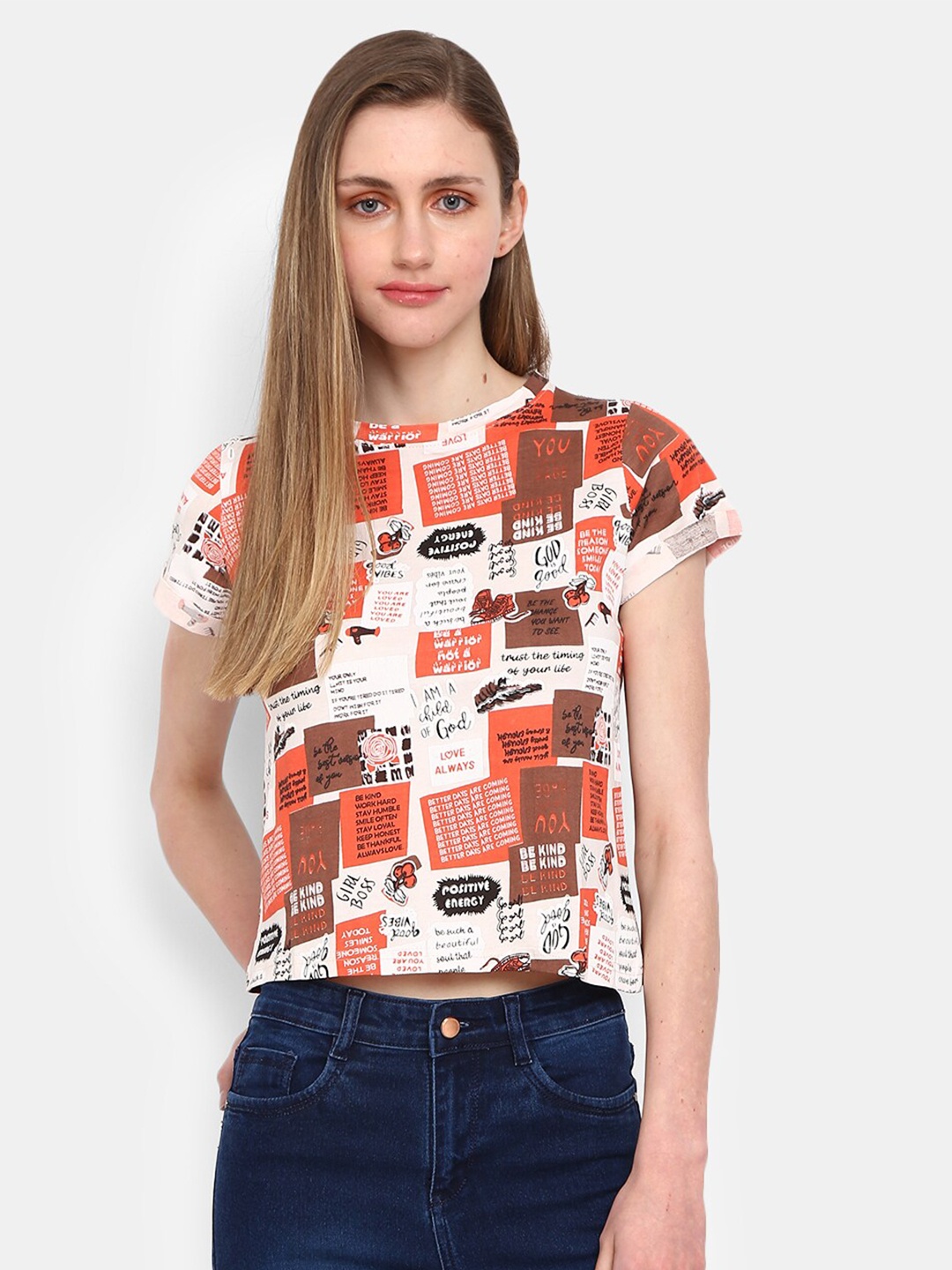 

V-Mart Women Pink Printed T-shirt