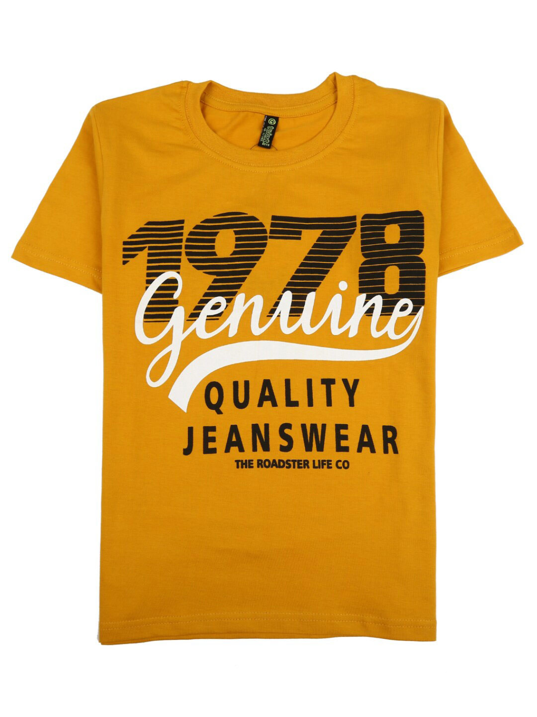 

V-Mart Boys Mustard Yellow Typography Printed Applique T-shirt