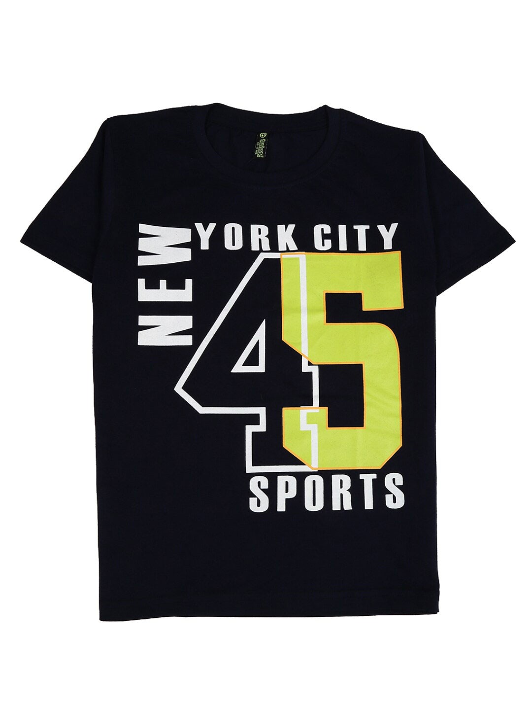 

V-Mart Boys Navy Blue & Yellow Typography Printed Applique T-shirt