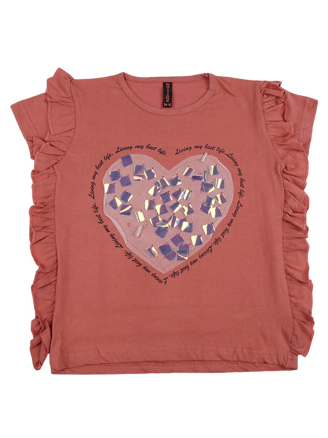 

V-Mart Girls Copper-Toned Typography Printed Applique T-shirt