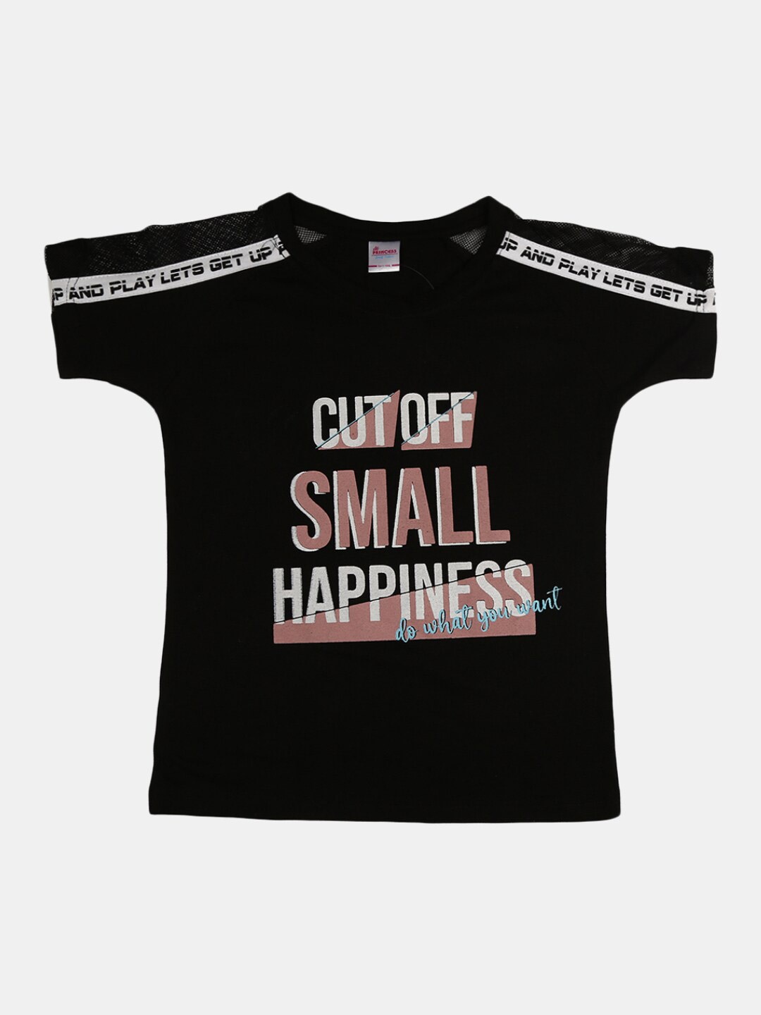 

V-Mart Girls Black Typography Printed T-shirt