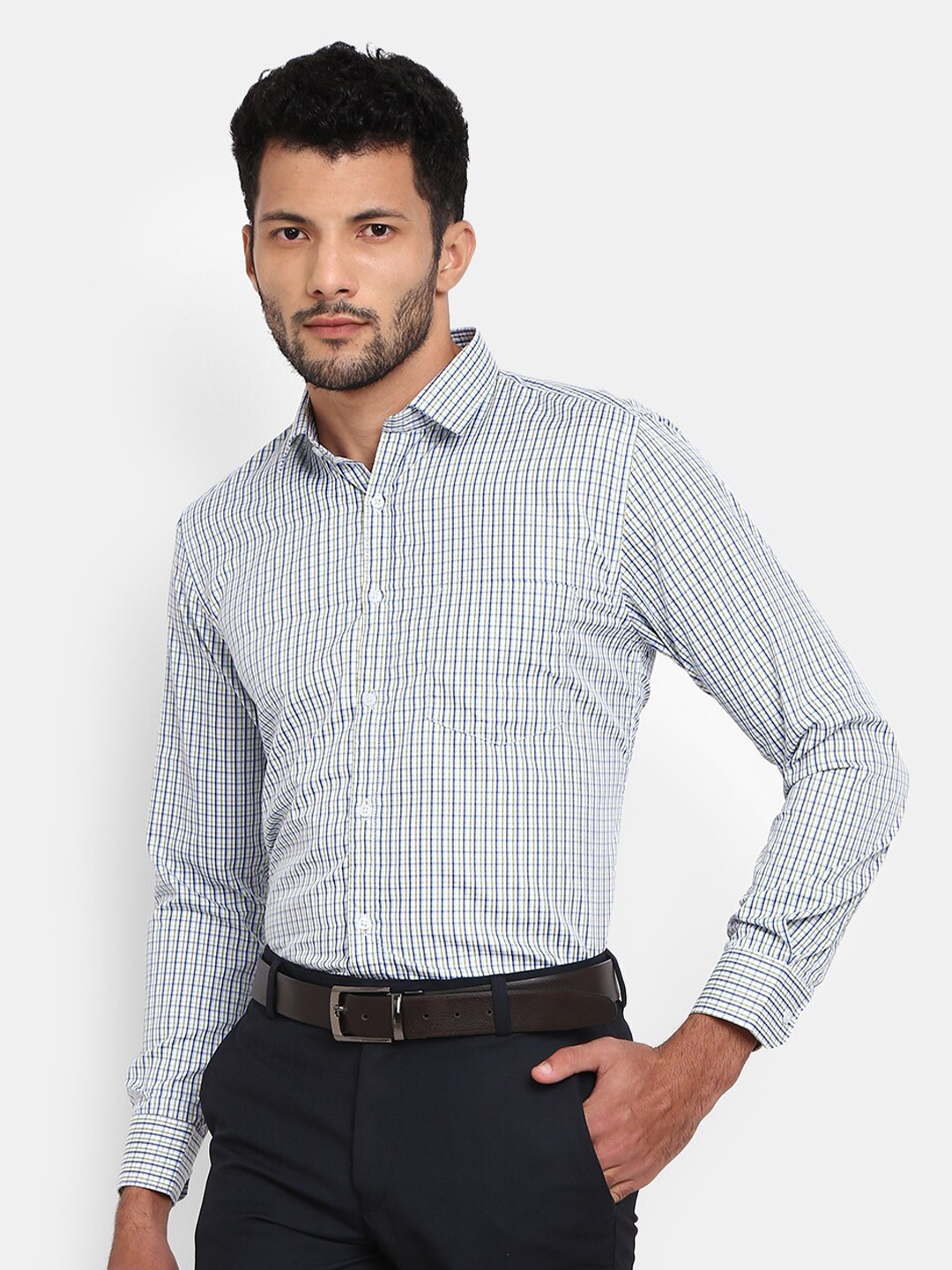 

V-Mart Men Green Checked Formal Shirt